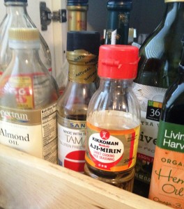 Apple cider vinegar, extra virgin olive oil, hemp oil, almond oil, tamari, mirin...